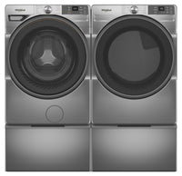 Whirlpool 5.2 Cu. Ft. Smart Front-Load Washer and 7.4 Cu. Ft. Gas Dryer - Radiant Silver | Laveuse intelligente à chargement frontal de 5,2 pi³, sécheuse à gaz de 7,4 pi³ de Whirlpool - argenté radieux | WHFL57RG