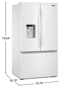 Whirlpool 36" 30 Cu. Ft. French-Door Refrigerator with Dual Ice Makers - White - WRFF3736SW | Réfrigérateur Whirlpool de 36 po et de 30 pi3 à portes françaises avec machine à glaçons double - blanc- WRFF3736SW | WRFF373W
