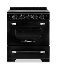 Classic Retro by Unique 30" 3.9 Cu. Ft. Induction Range - Midnight Black - UNQ-30CR IC B | Cuisnière à induction Classic Rétro par Unique de 30 po et de 3,9 pi3 - noir minuit - UNQ-30CR IC B | UNQ30ICB