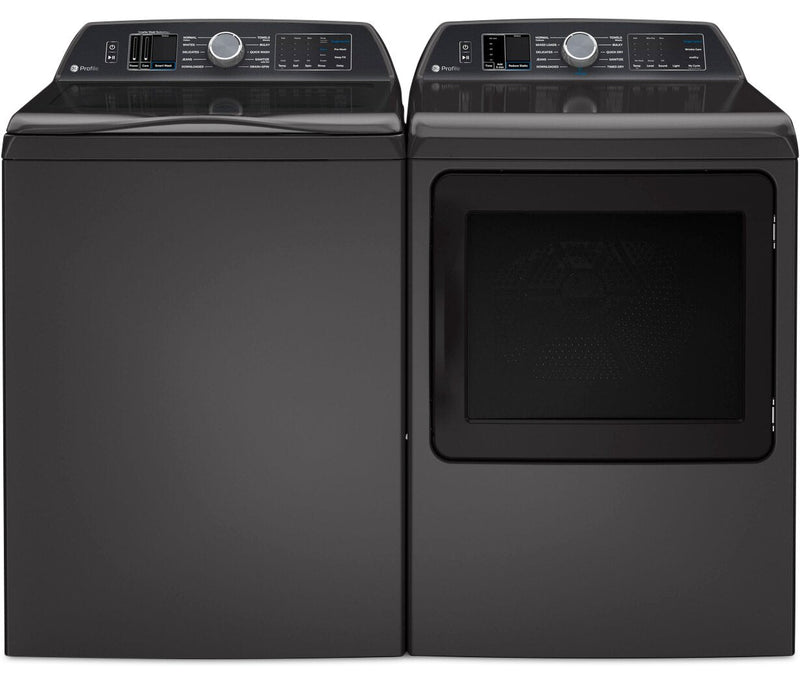 GE Profile 6.2 Cu. Ft. Top-Load Washer and 7.4 Cu. Ft. Electric Dryer - Diamond Grey