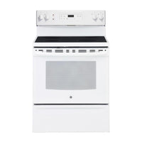 GE 5.0 Cubic Foot Freestanding Electric Self-Cleaning Range – JCB630DKWW|Cuisinière électrique amovible autonettoyante GE de 5,0 pi³ – JCB630SKWW|JCB630KW