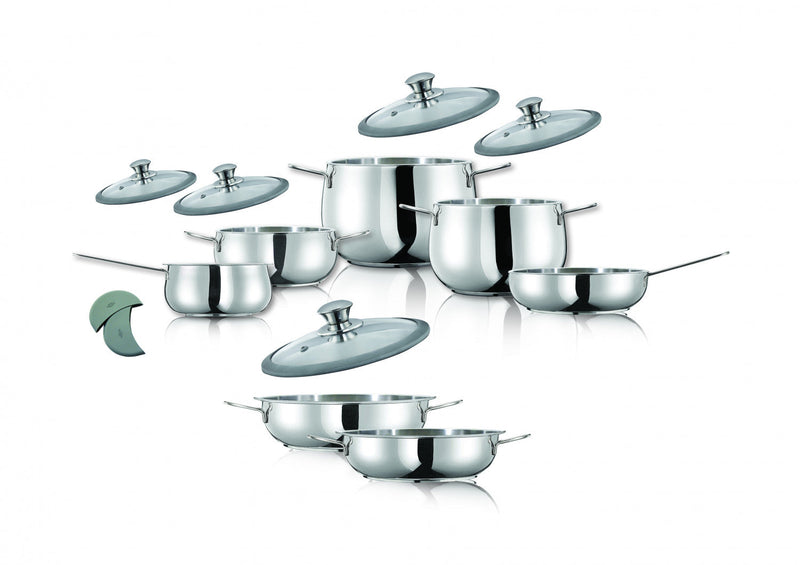 Arimi Luna 12-piece Italian Stainless Steel Cookware Set - Glass Lids|Arimi Luna Batterie De Cuisine Italienne En Acier Inoxydable 12 Pieces - Couvercle En Verre