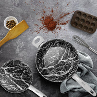 Arimi Italian Diamond Marble Set 3-piece - Saute Pan 11 Inch - Crepe Pan 9.8 Inch | Arimi Ensemble De Marbre Diamant Italien 3 Pieces – Sauteuse 11 Pouces – Crepiere 9,8 Pouces