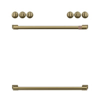 Café Brushed Brass Handle and Knob Kit for Range - CXFCHHKPMCG|Trousse de poignées et de boutons Café laiton brossé pour cuisinière - CXFCHHKPMCG