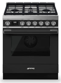 Smeg Portofino 3.6 Cu. Ft. Dual Fuel Range - CPF30UGMAN|Cuisinière hybride Smeg Portofino de 3,6 pi3 - CPF30UGMAN