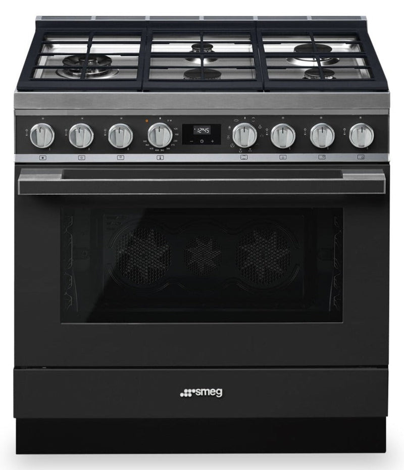 Smeg Portofino 4.5 Cu. Ft. Dual Fuel Range - CPF36UGMAN|Cuisinière hybride Smeg Portofino de 4,5 pi3 - CPF36UGMAN