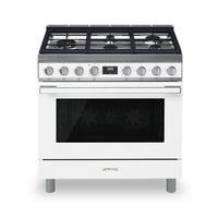 Smeg Portofino 4.5 Cu. Ft. Dual Fuel Range - CPF36UGMWH|Cuisinière hybride Smeg Portofino de 4,5 pi3 - CPF36UGMWH