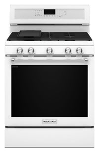 KitchenAid 5.8 Cu. Ft. Five-Burner Gas Convection Range- White - Gas Range in White