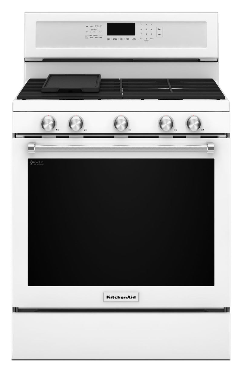 KitchenAid 5.8 Cu. Ft. Five-Burner Gas Convection Range- White - Gas Range in White