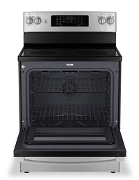 GE 5 Cu. Ft. Electric Range with Self Clean and 4 Burners - Stainless Steel - JCB830STSS | Cuisinière électrique GE de 5 pi³ avec autonettoyage et 4 brûleurs - acier inoxydable - JCB830STSS