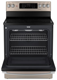 GE 5 Cu. Ft. Electric Range with True European Convection and Air Fry - Slate - JCB840ETES | Cuisinière électrique GE de 5 pi³ avec convection européenne véritable et friture à air - ardoise - …