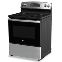 GE 5 Cu. Ft. Electric Range with Standard Clean and 4 Burners - Stainless Steel - JCBS350SVSS | Cuisinière électrique GE de 5 pi³ avec nettoyage standard et 4 brûleurs - acier inoxydable - JCBS350…