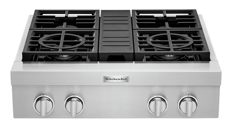 KitchenAid 30'' 4-Burner Commercial-Style Gas Range Top - KCGC500JSS - Range Top in Stainless Steel 