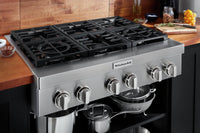 KitchenAid 36'' 6-Burner Commercial-Style Gas Range Top - KCGC506JSS - Range Top in Stainless Steel 