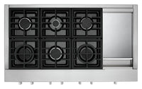 KitchenAid 48'' 6-Burner Commercial-Style Gas Range Top with Griddle - KCGC558JSS - Range Top in Stainless Steel 