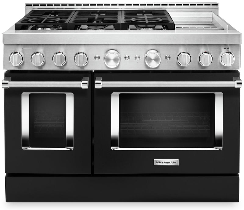 KitchenAid 48" Smart Commercial-Style Dual Fuel Range with Griddle - KFDC558JBK