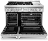 KitchenAid 48" Smart Commercial-Style Dual Fuel Range with Griddle - KFDC558JSS