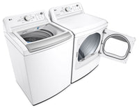 LG 5.8 Cu. Ft. Top-Load Washer and 7.3 Cu. Ft. Electric Dryer - White  |  Laveuse à chargement par le haut de 5,8 pi3 et sécheuse électrique de 7,3 pi3 de LG - blanches | LGTL7150