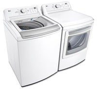 LG 5.8 Cu. Ft. Top-Load Washer and 7.3 Cu. Ft. Electric Dryer - White  |  Laveuse à chargement par le haut de 5,8 pi3 et sécheuse électrique de 7,3 pi3 de LG - blanches | LGTL7150