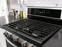 Whirlpool® 6.0 Cu. Ft. Gas Double Oven Range with EZ-2-Lift™ Hinged Grates - Gas Range in Stainless Steel/Black