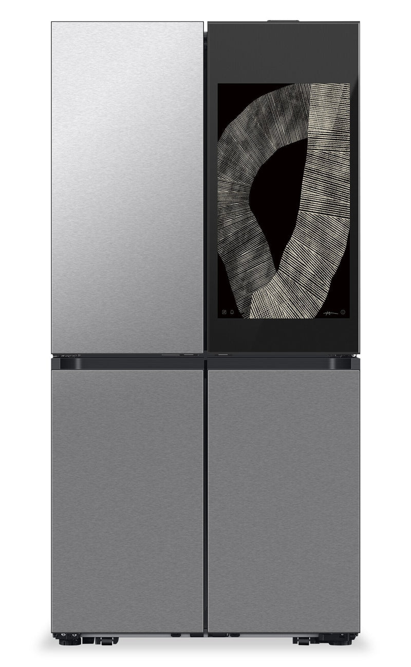 Samsung 36" 22.5 Cu. Ft. Bespoke Counter-Depth 4-Door Flex™ with AI Family Hub+™ Refrigerator - Stai… | Réfrigérateur BESPOKE Samsung de 22,5 pi³ et de 36 po de profondeur comptoir à 4 portes FlexMC avec …