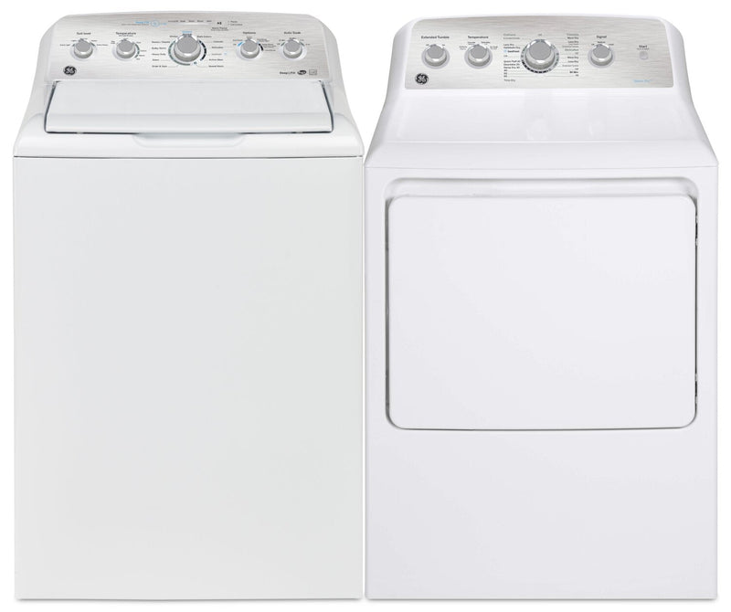 GE 4.9 Cu. Ft. Top Load Washer and 7.2 Cu. Ft. Gas Dryer – White 