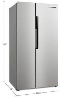 Hamilton Beach 15.6 Cu. Ft. Side-by-Side Refrigerator - HZ8551  | Réfrigérateur Hamilton Beach de 15,6 pi³ à compartiments juxtaposés - HZ8551  | HZ8551SS