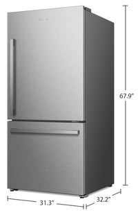 Hisense 31.3" 22.3 Cu. Ft. Bottom-Mount Refrigerator - Stainless Steel - RB22A2FSE | Réfrigérateur Hisense de 22,3 pi³ et de 31,3 po à congélateur inférieur - acier inoxydable - RB22A2F…