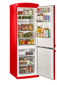 Classic Retro by Unique 24" 12 Cu. Ft. Bottom-Freezer Refrigerator - Candy Apple Red - UGP-340L AC R | Réfrigérateur Classic Rétro par Unique de 24 po et de 12 pi3 à congélateur inférieur - pomme rouge bonbon - UGP-340L AC R | UGP340LR