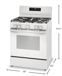 Frigidaire 5.1 Cu. Ft. Gas Range With Quick Preheat and Five Burner Cooktop - White - FCRG3062AW | Cuisinière à gaz Frigidaire de 5,1 pi³ avec préchauffage rapide et surface de cuisson à 5 brûleurs -…