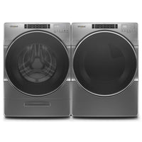 Whirlpool 5.8 Front-Load Washer and 7.4 Cu. Ft. Gas Dryer with Steam – Chrome Shadow - Laundry Set in Chrome Shadow