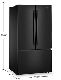 Whirlpool 36" 30.5 Cu. Ft. French-Door Refrigerator with Interior Water Dispenser - Black - WRFF3336SB | Réfrigérateur Whirlpool de 36 po et de 30,5 pi³ à portes françaises avec distributeur d’eau interne - noir - WRFF3336SB | WRFF333B