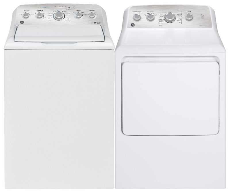 GE 4.9 Cu. FT. Top Load Washer and 7.2 Cu. Ft. Electric Dryer – White 