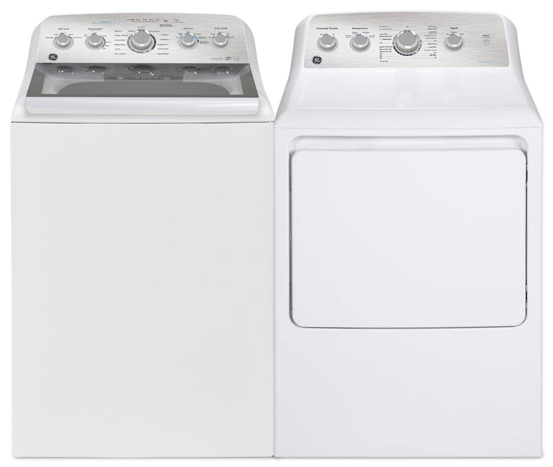 GE 5 Cu. Ft. Top-Load Washer and 7.2 Cu. Ft. Electric Dryer with SaniFresh  