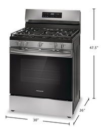 Frigidaire 5.1 Cu. Ft. Gas Range With Quick Preheat and Five Burner Cooktop - Stainless Steel - FCRG… | Cuisinière à gaz Frigidaire de 5,1 pi³ avec préchauffage rapide et surface de cuisson à 5 brûleurs -…