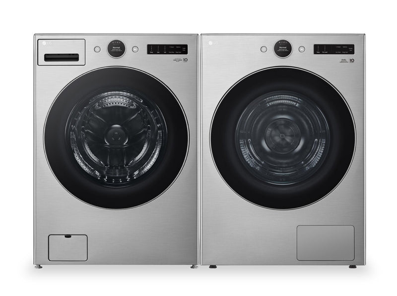 LG 5.2 Cu. Ft. Front-Load Washer with AI DD™ and 7.8 Cu. Ft. DirectDrive® Heat Pump Dryer  | Laveuse à chargement frontal de 5,2 pi³ avec DDMC IA et sécheuse de 7,8 pi³ avec thermopompe à moteur DirectDriveMD de LG  | LGFL55HP