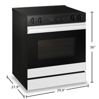 Samsung 6.3 Cu. Ft. Smart Electric Slide In Range with Air Fry and Air Sous Vide - White Glass - NSE… | Cuisinière intelligente électrique encastrée Samsung de 6,3 pi³ avec friture à air et Air Sous Vide …