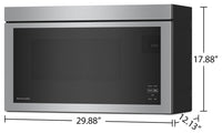 KitchenAid 1.1 Cu. Ft. Flush Over-the-Range Microwave with 900 Watts Cooking - PrintShield Stainless… | Four à micro-ondes à hotte intégrée KitchenAid de 1,1 pi³ à installation affleurée avec cuisson à 90…