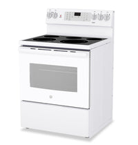 GE 5 Cu. Ft. Freestanding Electric Convection Range with No-Preheat Air Fry - White - JCB840DVWW | Cuisinière électrique amovible GE de 5 pi3 à convection avec friture à air sans préchauffage - blanche - JCB840DVWW | JCB840VW