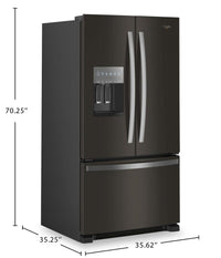 Whirlpool 36" 25 Cu. Ft. French-Door Refrigerator with Ice and Water Dispenser - WRFF3436RV | Réfrigérateur Whirlpool de 36 po et de 25 pi³ à portes françaises avec distributeur d’eau et de glaçons - WRFF3436RV | WRFF34RV