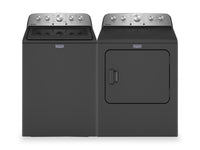 Maytag 5.5 Cu. Ft. Top-Load Washer with Power™ Impeller and 7 Cu. Ft. Gas Dryer with Steam - Volcano Black | Laveuse à chargement par le haut de 5,5 pi3 avec turbine PowerMC et sécheuse à gaz de 7 pi3 avec vapeur de Maytag - noir volcan | MATL543B