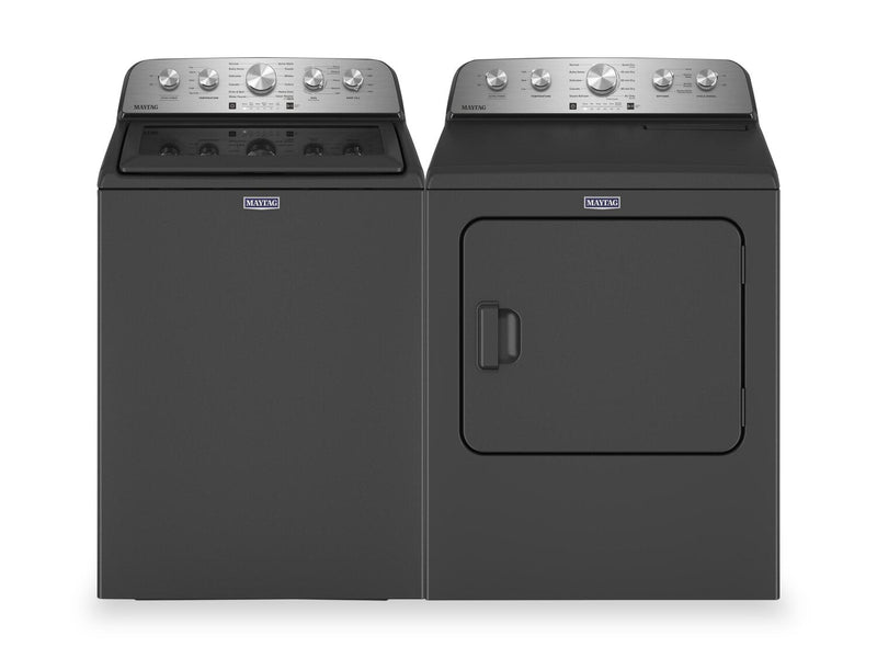 Maytag 5.5 Cu. Ft. Top-Load Washer with Power™ Impeller and 7 Cu. Ft. Gas Dryer with Steam - Volcano Black | Laveuse à chargement par le haut de 5,5 pi3 avec turbine PowerMC et sécheuse à gaz de 7 pi3 avec vapeur de Maytag - noir volcan | MATL543B