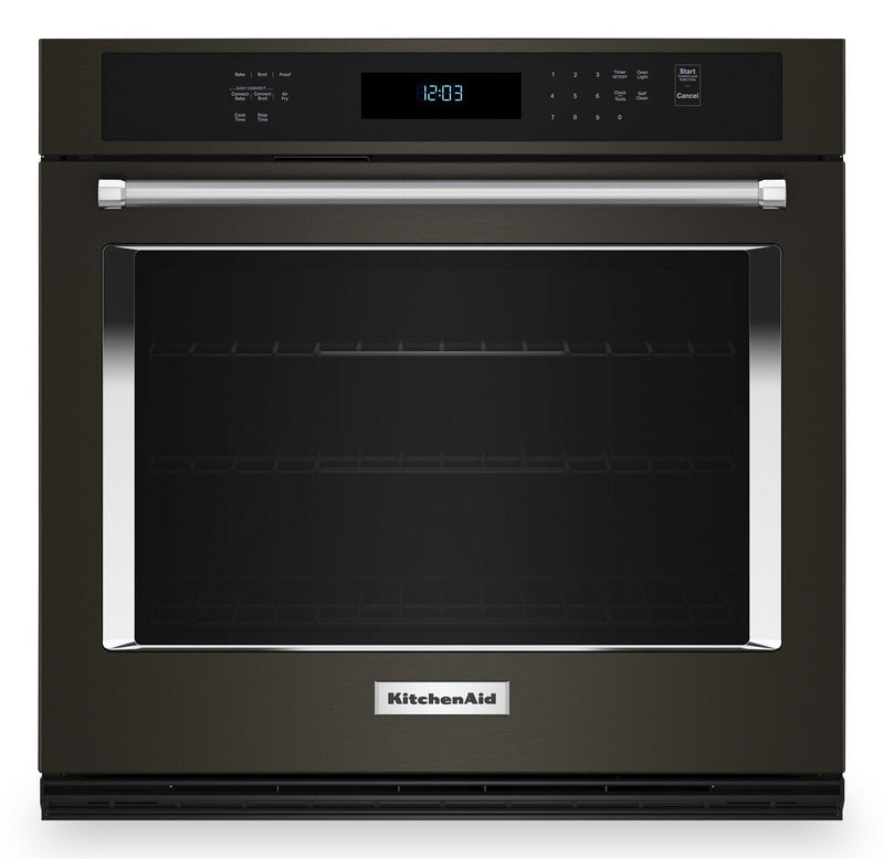 KitchenAid 30" 5 Cu. Ft. Electric Single Wall Oven with Air Fry - Black Stainless Steel PrintShield™… | Four mural simple électrique KitchenAid de 5 pi³ et de 30 po avec friture à air - acier inoxydable n…