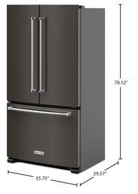 KitchenAid 36" 20 Cu. Ft. Counter-Depth French-Door Refrigerator - Black Stainless Steel - KRFC136RBS | Réfrigérateur KitchenAid de 36 po et de 20 pi3 de profondeur comptoir à portes françaises - acier inoxydable noir - KRFC136RBS | KRFC13BS