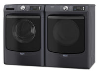 Maytag 5.8 Cu. Ft. Pet Pro Smart Front-Load Washer and 7.4 Cu. Ft. Gas Dryer - Midnight Steel | Laveuse intelligente à chargement frontal Pet Pro de 5,8 pi3 et sécheuse à gaz de 7,4 pi3 de Maytag – acier minuit | MAFL702G