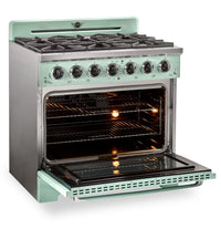 Classic Retro by Unique 36" 5.2 Cu. Ft. 6-Burner Gas Range with Convection - Summer Mint Green - UGP-36CR LG | Cuisinière à gaz Classic Rétro par Unique de 36 po et de 5,2 pi3 à 6 brûleurs avec convection - vert menthe estival - UGP-36CR LG | UG36CRLG