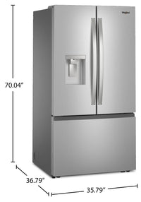 Whirlpool 36" 30 Cu. Ft. French-Door Refrigerator with Dual Ice Makers - Stainless Steel - WRFF3736SZ  | Réfrigérateur Whirlpool de 36 po et de 30 pi3 à portes françaises avec machine à glaçons double - acier inoxydable - WRFF3736SZ  | WRFF373Z