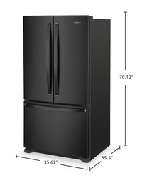 Whirlpool 36" 25.2 Cu. Ft. French-Door Refrigerator - Black - WRFF3036RB | Réfrigérateur Whirlpool de 36 po et de 25,2 pi³ à portes françaises - noir - WRFF3036RB | WRFF30RB