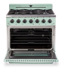 Classic Retro by Unique 36" 5.2 Cu. Ft. 6-Burner Gas Range with Convection - Summer Mint Green - UGP-36CR LG | Cuisinière à gaz Classic Rétro par Unique de 36 po et de 5,2 pi3 à 6 brûleurs avec convection - vert menthe estival - UGP-36CR LG | UG36CRLG