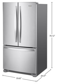 Whirlpool 36" 20 Cu. Ft. Counter-Depth French-Door Refrigerator - Stainless Steel - WRFC2036RZ  | Réfrigérateur Whirlpool de 20 pi3 et de 36 po de profondeur comptoir à portes françaises - acier inoxydable - WRFC2036RZ  | WRFC20RZ